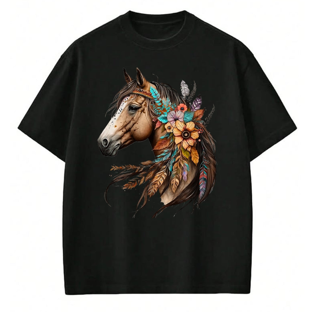 Best Horse Lover Shirt , Funny Horse UnisexT-Shirt/Hoodie/Sweatshirt HLT00 - Floral Wild Horse Country Horse Riding T-Shirt
