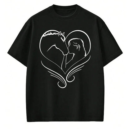 Best Horse Lover Shirt , Funny Horse UnisexT-Shirt/Hoodie/Sweatshirt HLT00 - Girl Kisses Horse Heart Rider Silhouette T-Shirt
