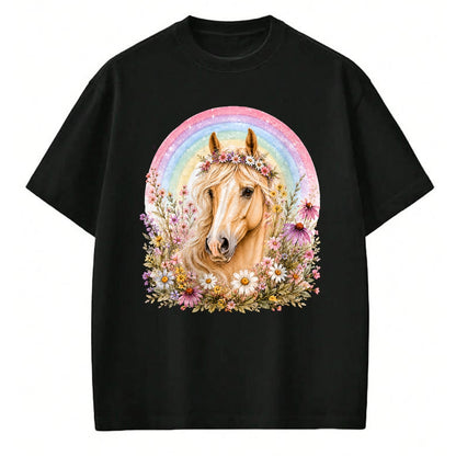 Best Horse Lover Shirt , Funny Horse UnisexT-Shirt/Hoodie/Sweatshirt HLT00 - Girls who Love Horses Birthday Party Costume Rainbow Flowers T-Shirt