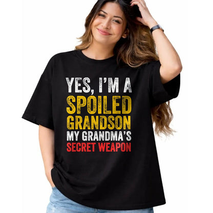 Best Grandma Shirt, Proud Grandma Unisex T-Shirt/Hoodie/Sweatshirt HLT00 - Yes I'm a Spoiled Grandson T-Shirt (1)