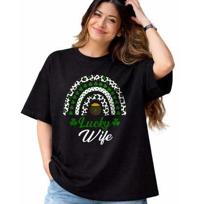 Best Wife Shirt, Wife and Husband Unisex T-Shirt/Hoodie/Sweatshirt HLT00 - Gift for wife T shirt, lucky wife   Lucky Wife Rainbow St Patricks Day Lucky Wife Long Sleeve T-Shir (3)