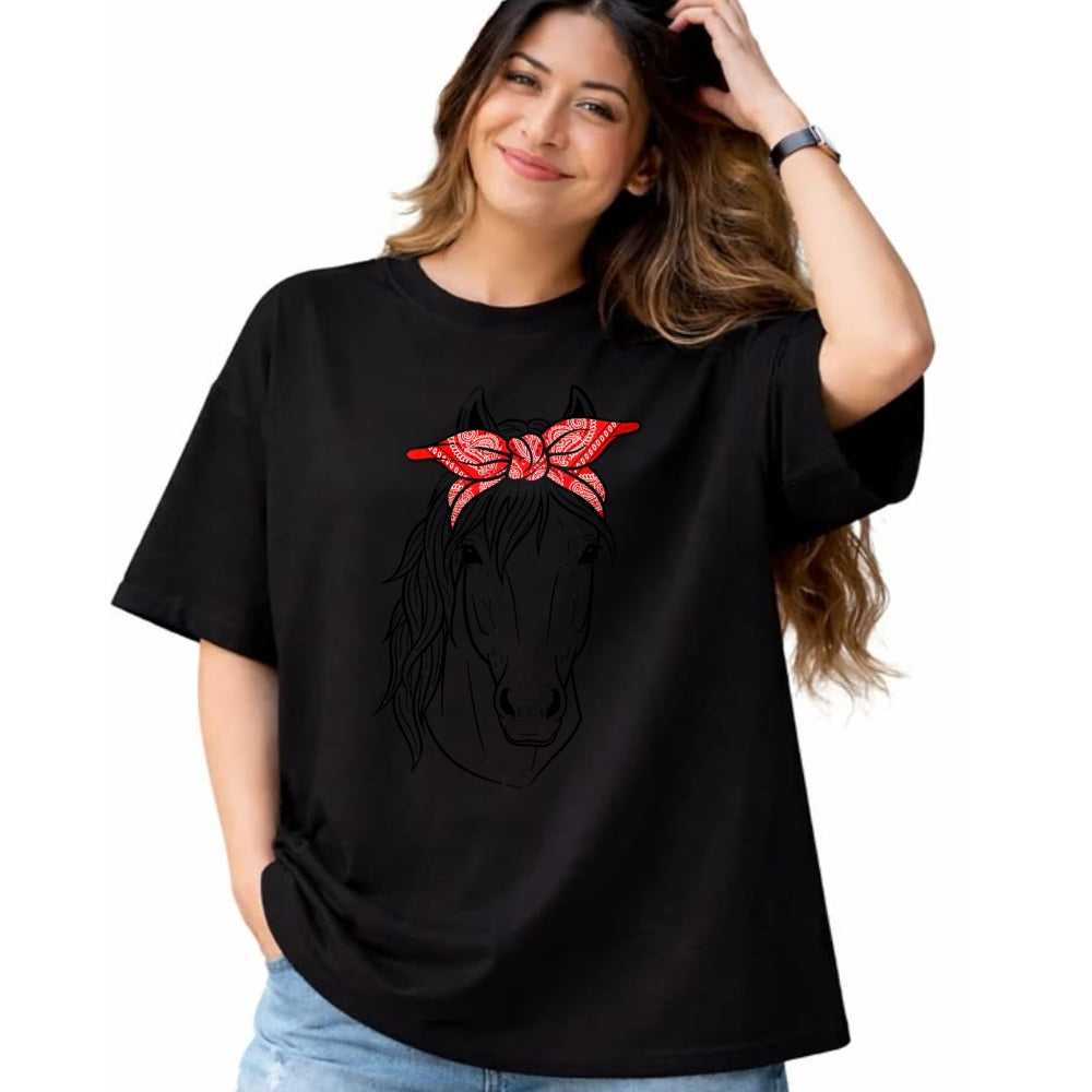 Best Horse Lover Shirt , Funny Horse UnisexT-Shirt/Hoodie/Sweatshirt HLT00 - Funny Horse Lovers Tee  Red Bandana Print for Girls & Women T-Shirt