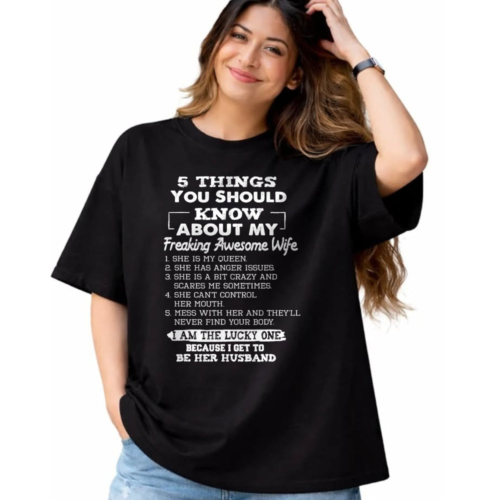 Best Wife Shirt, Wife and Husband Unisex T-Shirt/Hoodie/Sweatshirt HLT00 - Awesome 5 Things You Should Know About My Freaking Wife T-Shirt