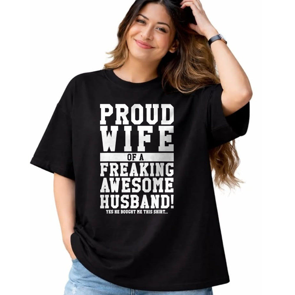 Best Wife Shirt, Wife and Husband Unisex T-Shirt/Hoodie/Sweatshirt HLT00 - Gift for wife T shirt, lucky wife   Proud Wife Of A Freaking Awesome Husband! Gift T-Shirt