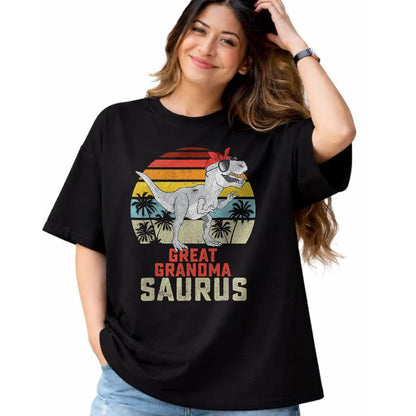 Best Grandma Shirt, Proud Grandma Unisex T-Shirt/Hoodie/Sweatshirt HLT00 - Grandmasaurus T Rex Dinosaur Great Grandma Saurus Family T-Shirt