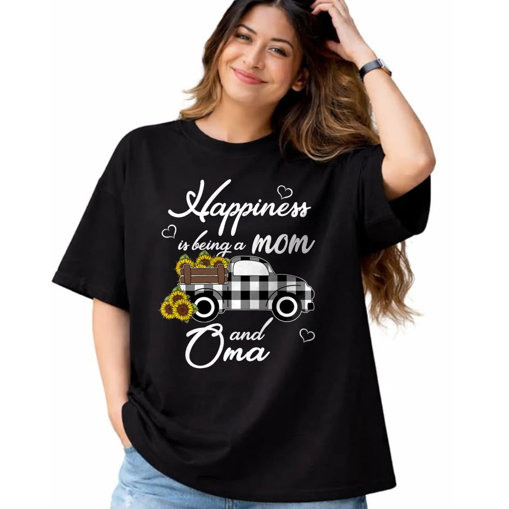 Best Grandma Shirt, Proud Grandma Unisex T-Shirt/Hoodie/Sweatshirt HLT00 - Sunflower Grandma Shirt Happiness is being a Mom and Oma T-Shirt (1)