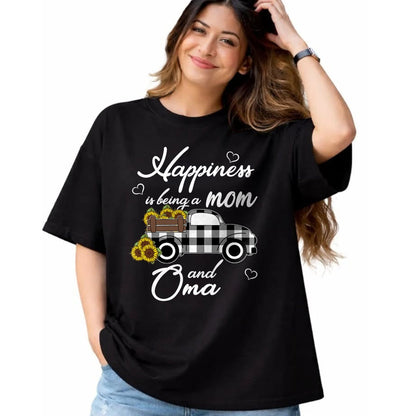 Best Grandma Shirt, Proud Grandma Unisex T-Shirt/Hoodie/Sweatshirt HLT00 - Sunflower Grandma Shirt Happiness is being a Mom and Oma T-Shirt (1)