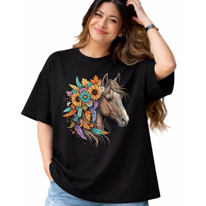 Best Horse Lover Shirt , Funny Horse UnisexT-Shirt/Hoodie/Sweatshirt HLT00 - Floral Wild Horse Country Horse Riding Women Girls T-Shirt