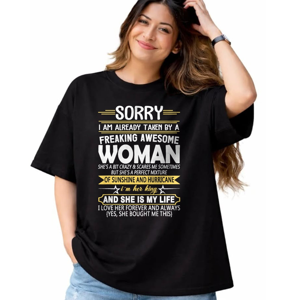 Best Wife Shirt, Wife and Husband Unisex T-Shirt/Hoodie/Sweatshirt HLT00 - Mens Sorry I'm Already Taken by a Freaking Awesome Girl T-Shirt