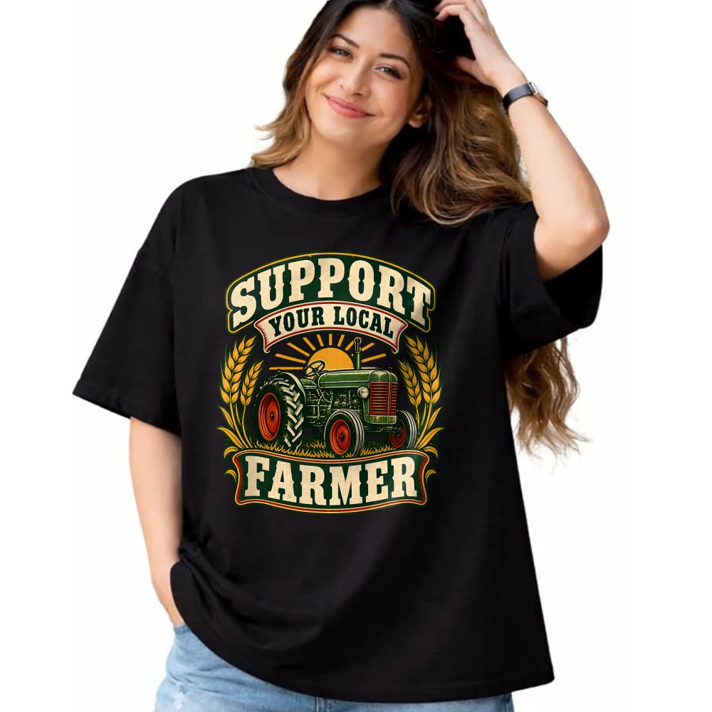 Best Farmer Life Shirt, Funny Farmer UnisexT-Shirt/Hoodie/Sweatshirt HLT00 - Support Your Local Farmer Vintage Tractor Wheat Sunrise Farm T-Shirt