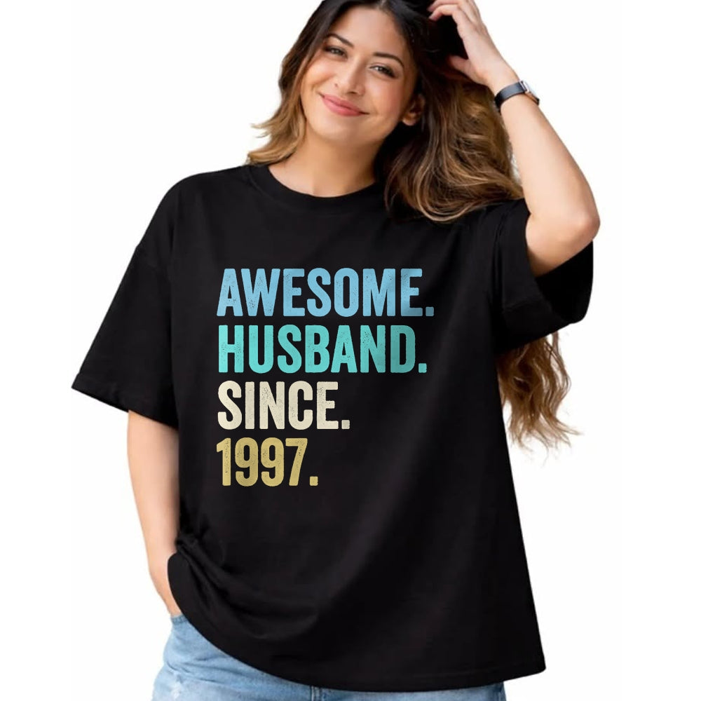 Best Wife Shirt, Wife and Husband Unisex T-Shirt/Hoodie/Sweatshirt HLT00 - Awesome Husband Since 1997 27th wedding anniversary 27 years T-Shirt