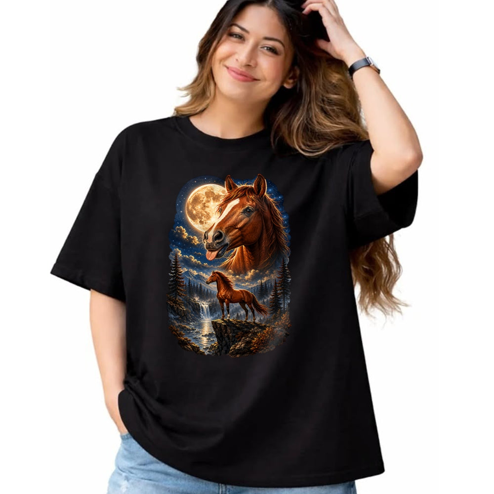 Best Horse Lover Shirt , Funny Horse UnisexT-Shirt/Hoodie/Sweatshirt HLT00 - Funny Horse Howling to The Moon Meme Mystical Horse Art T-Shirt