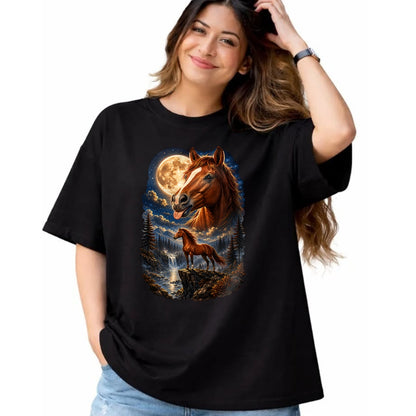 Best Horse Lover Shirt , Funny Horse UnisexT-Shirt/Hoodie/Sweatshirt HLT00 - Funny Horse Howling to The Moon Meme Mystical Horse Art T-Shirt