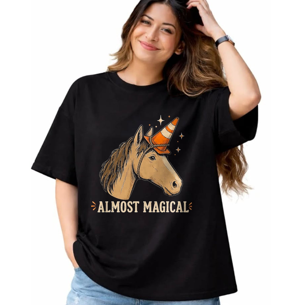 Best Horse Lover Shirt , Funny Horse UnisexT-Shirt/Hoodie/Sweatshirt HLT00 - Almost Magical Funny Horse Unicorn Humor T-Shirt, Men, Black, 3X-Large