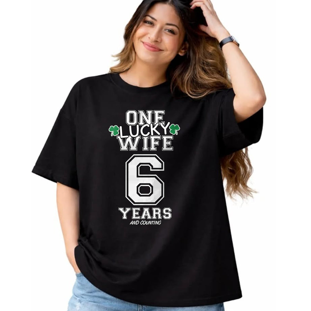 Best Wife Shirt, Wife and Husband Unisex T-Shirt/Hoodie/Sweatshirt HLT00 - Gift for wife T shirt, lucky wife   6 Years Lucky Wife Funny St Patrick's Day Anniversary Her T-Shir