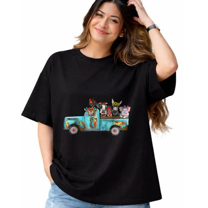 Best Farmer Life Shirt, Funny Farmer UnisexT-Shirt/Hoodie/Sweatshirt HLT00 - Farm Pickup Truck with Farm Animals Farmer_s Wife Cow Girl T-Shirt