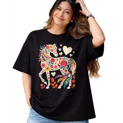 Best Horse Lover Shirt , Funny Horse UnisexT-Shirt/Hoodie/Sweatshirt HLT00 - Floral Horse Equestrian Western Cowgirl T-Shirt