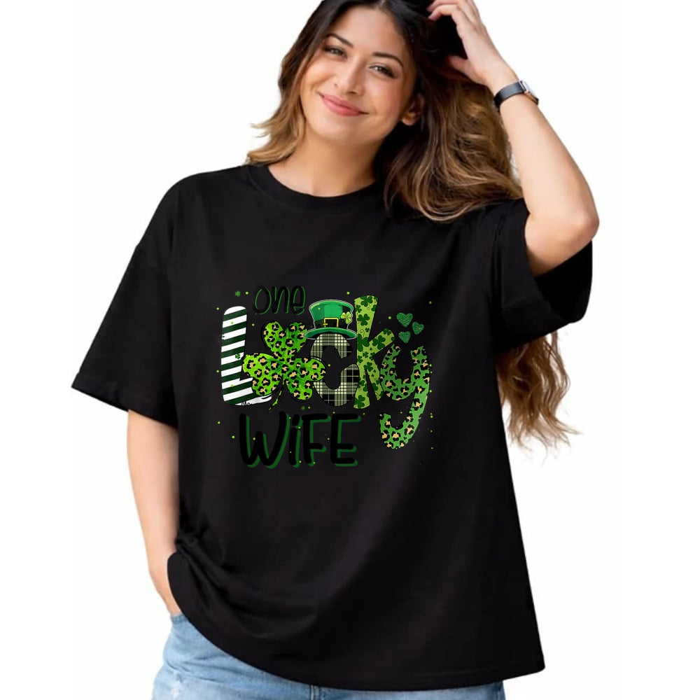 Best Wife Shirt, Wife and Husband Unisex T-Shirt/Hoodie/Sweatshirt HLT00 - Gift for wife T shirt, lucky wife   One Lucky Wife St Patricks Day Mom Mother Shamrock Leopard T-Shi