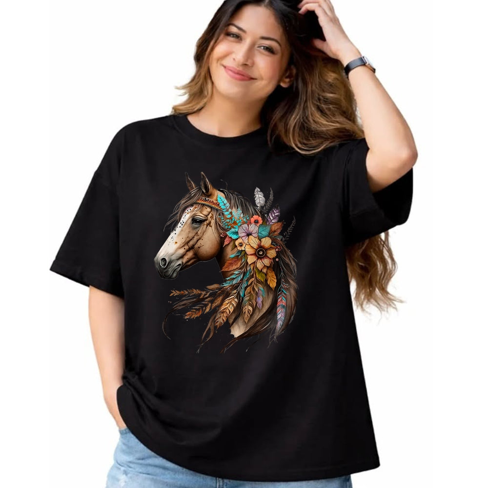 Best Horse Lover Shirt , Funny Horse UnisexT-Shirt/Hoodie/Sweatshirt HLT00 - Floral Wild Horse Country Horse Riding T-Shirt