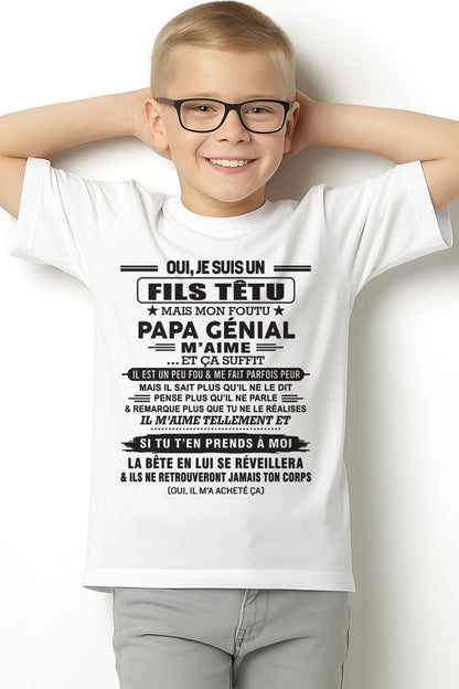 Oui, je suis un garçon têtu – T-shirt | Cadeau d’anniversaire de papa pour son fils - nttd00 / fr00 (SKU12-260-00)