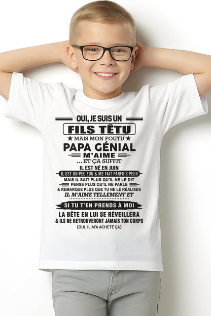 JUIN - Oui, je suis un garçon têtu – T-shirt | Cadeau d’anniversaire de papa pour son fils - nttd06 / fr06 (SKU12-260-06)
