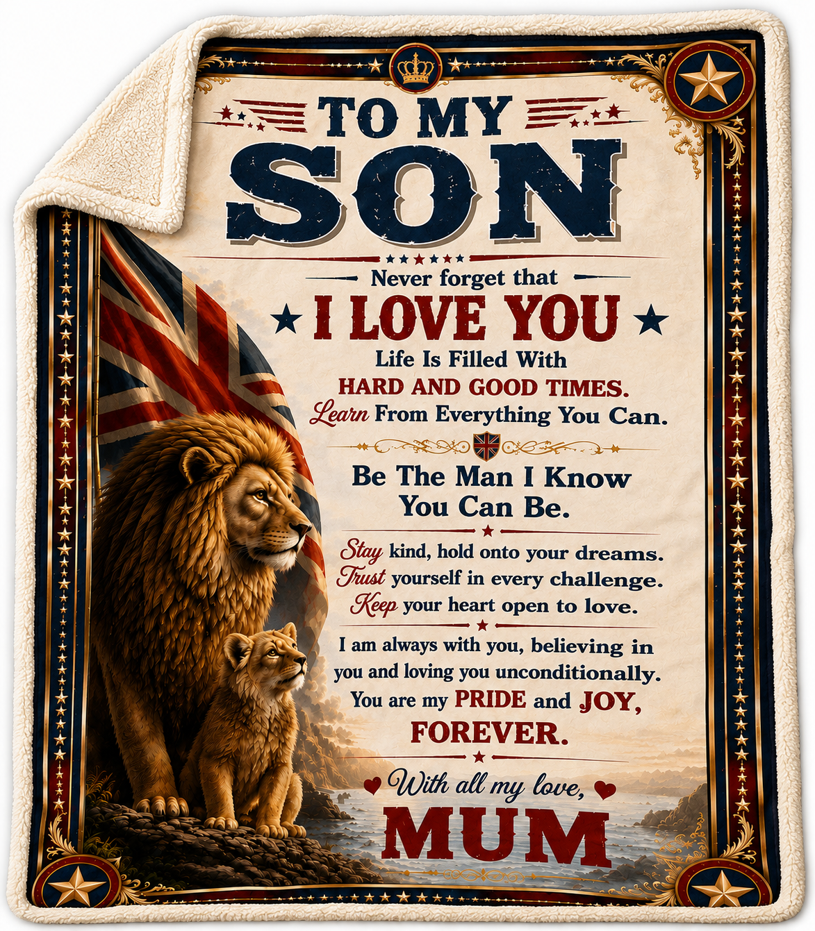 BLANKET FOR SON – COMFORT & WARMTH GIFT FROM MUM  Sherpa Fleece Quilt Blanket NTTD00 (SKU2608-484)