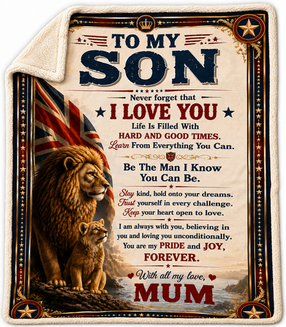 BLANKET FOR SON – COMFORT & WARMTH GIFT FROM MUM  Sherpa Fleece Quilt Blanket NTTD00 (SKU2608-484)