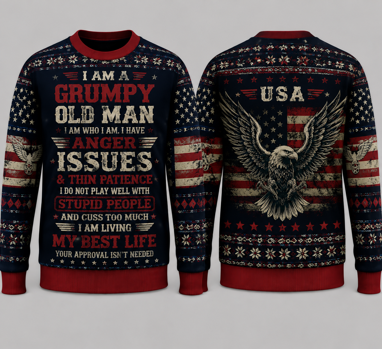 GRUMPY OLD MAN UGLY SWEARTER - AWESOME SHIRT FOR AWESOME MEN - NTTD00