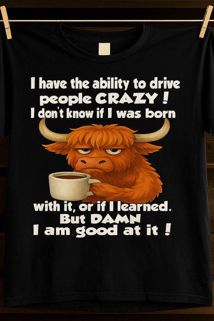 FUNNY SLOGAN T-SHIRT – CUTE COFFEE COW GRAPHIC TEE - BIRTHDAY GIFT FOR MEN/WOMEN - NTTD00 (SKU10-19)