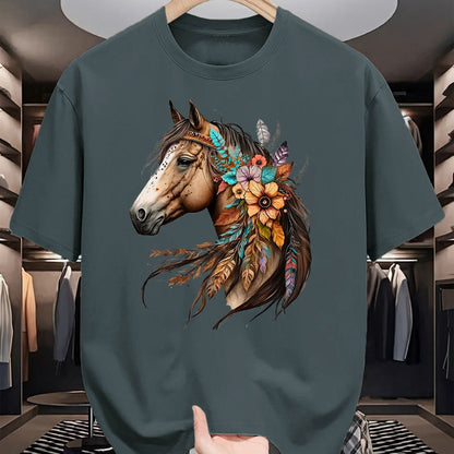 Best Horse Lover Shirt , Funny Horse UnisexT-Shirt/Hoodie/Sweatshirt HLT00 - Floral Wild Horse Country Horse Riding T-Shirt