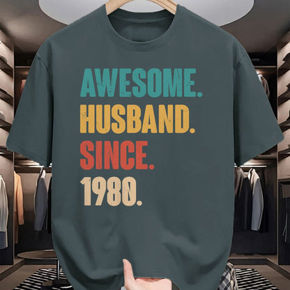 Best Wife Shirt, Wife and Husband Unisex T-Shirt/Hoodie/Sweatshirt HLT00 - Awesome Husband Since 1980 - 44th Wedding Anniversary Epic T-Shirt