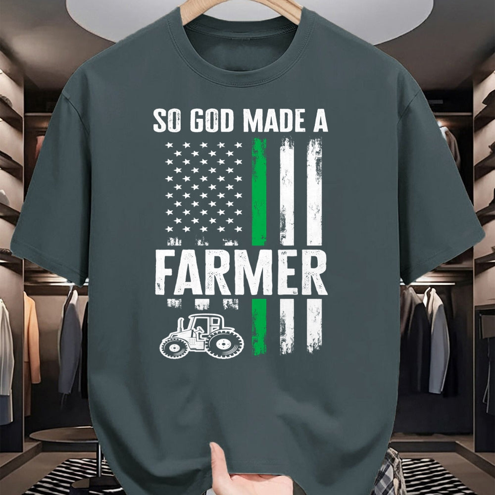 Best Farmer Life Shirt, Funny Farmer UnisexT-Shirt/Hoodie/Sweatshirt HLT00 - Patriotic American Flag Tractor So God Made A Farmer Long Sleeve T-Shirt