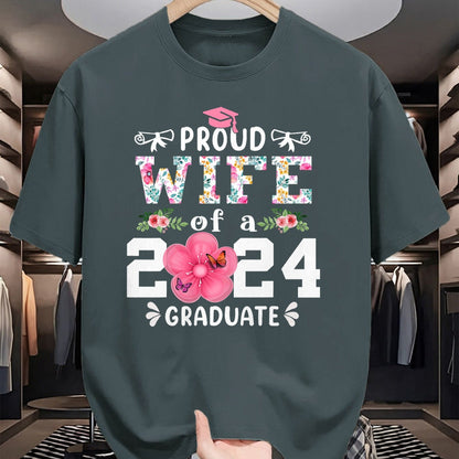 Best Wife Shirt, Wife and Husband Unisex T-Shirt/Hoodie/Sweatshirt HLT00 - Gift for wife T shirt, lucky wife   Proud Wife of a 2024 graduate for family graduation T-Shirt