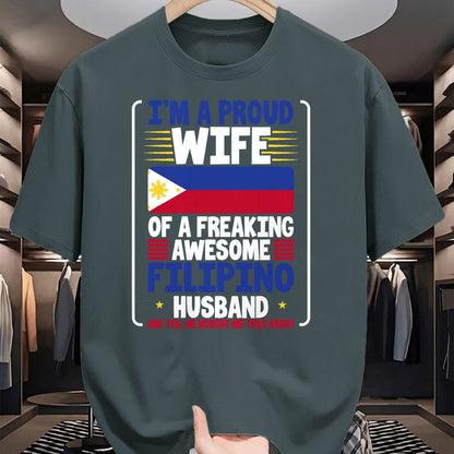 Best Wife Shirt, Wife and Husband Unisex T-Shirt/Hoodie/Sweatshirt HLT00 - Wedding Gift Proud Wife Freaking Awesome Filipino Husband T-Shirt