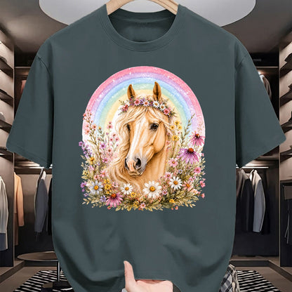 Best Horse Lover Shirt , Funny Horse UnisexT-Shirt/Hoodie/Sweatshirt HLT00 - Girls who Love Horses Birthday Party Costume Rainbow Flowers T-Shirt