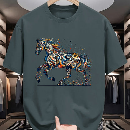 Best Horse Lover Shirt , Funny Horse UnisexT-Shirt/Hoodie/Sweatshirt HLT00 - Elegant Galloping Horse with Intricate Colorful Details Long Sleeve T-Shirt