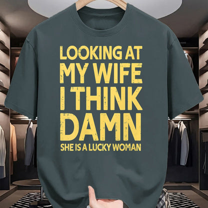 Best Wife Shirt, Wife and Husband Unisex T-Shirt/Hoodie/Sweatshirt HLT00 - Gift for wife T shirt, lucky wife   Womens My Wife Is A Lucky Woman Husband Gift Wife Themed Gift V-