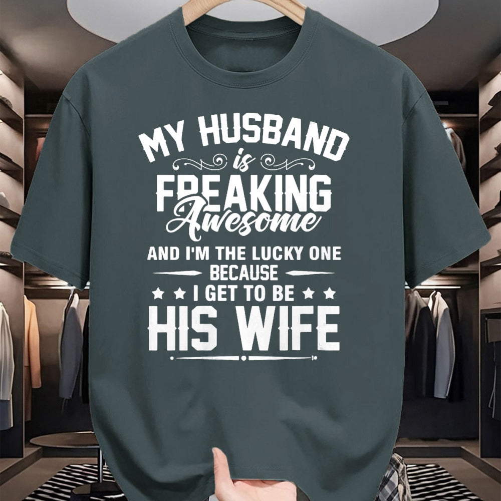 Best Wife Shirt, Wife and Husband Unisex T-Shirt/Hoodie/Sweatshirt HLT00 - Gift for wife T shirt, lucky wife   Lucky Wife, Awesome Life Because My Husband V-Neck T-Shirt