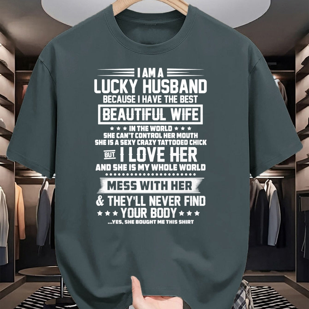 Best Wife Shirt, Wife and Husband Unisex T-Shirt/Hoodie/Sweatshirt HLT00 - Gift for wife T shirt, lucky wife   I am a lucky husband because i have the best beautiful wife Swea