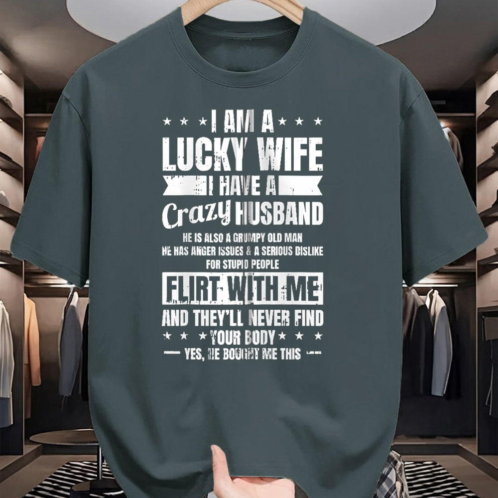 Best Wife Shirt, Wife and Husband Unisex T-Shirt/Hoodie/Sweatshirt HLT00 - Gift for wife T shirt, lucky wife   I Am A Lucky Wife Fathers Day Funny Sarcastic Women Zip Hoodie
