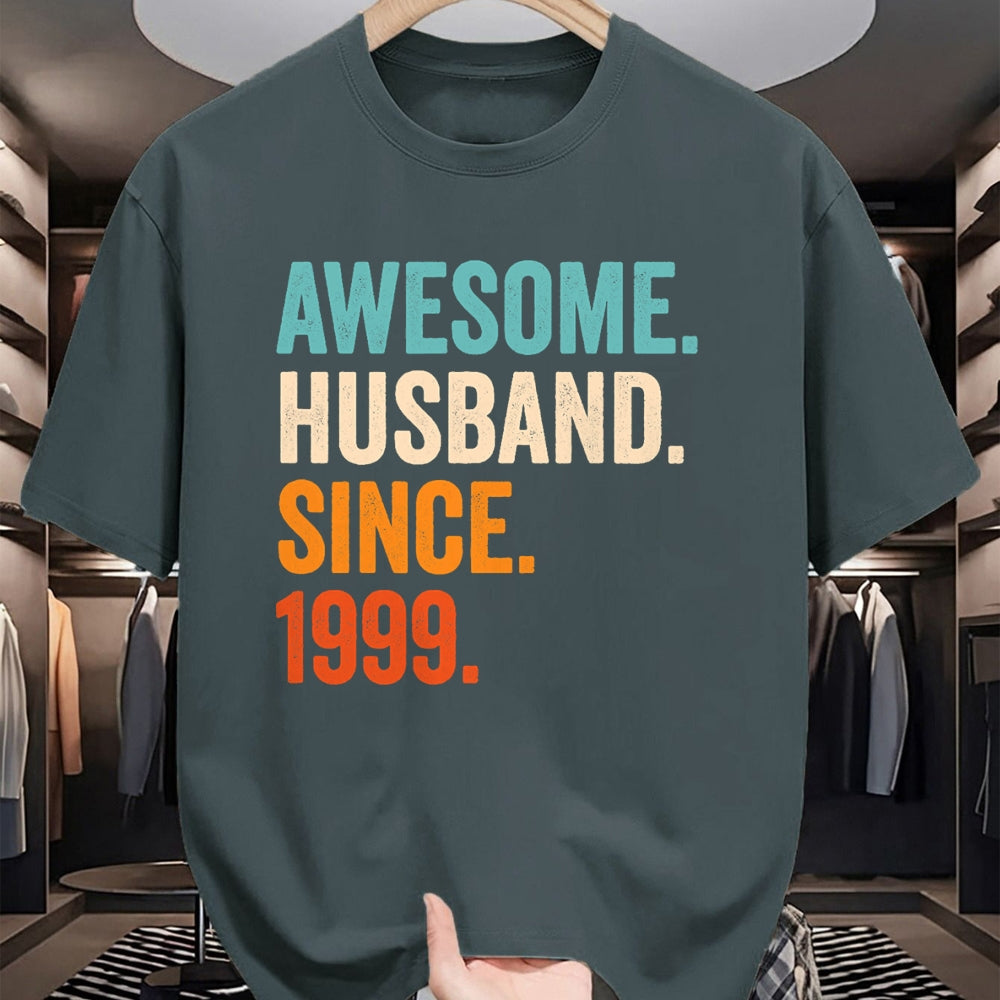 Best Wife Shirt, Wife and Husband Unisex T-Shirt/Hoodie/Sweatshirt HLT00 - Awesome Husband Since 1999 25th wedding anniversary 25 years T-Shirt (1)