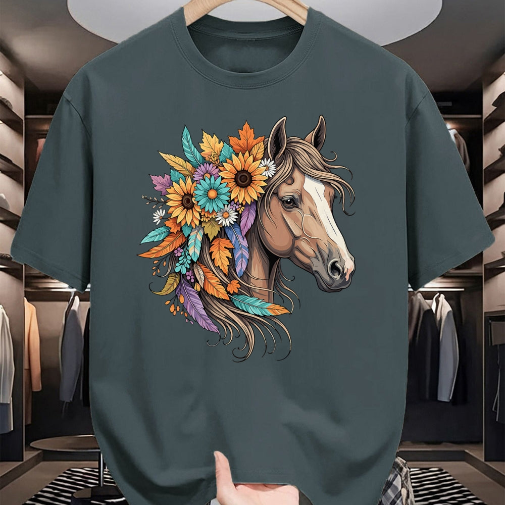 Best Horse Lover Shirt , Funny Horse UnisexT-Shirt/Hoodie/Sweatshirt HLT00 - Floral Wild Horse Country Horse Riding Women Girls T-Shirt