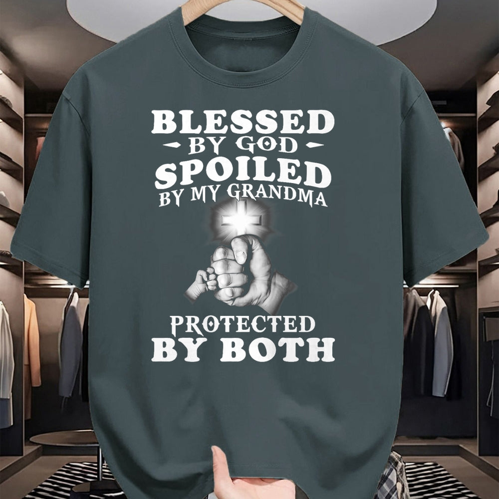 Best Wife Shirt, Wife and Husband Unisex T-Shirt/Hoodie/Sweatshirt HLT00 - Blessed by God spoiled by my grandma protected by both Premium T-Shirt (1)