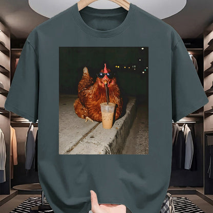 Best Farmer Life Shirt, Funny Farmer UnisexT-Shirt/Hoodie/Sweatshirt HLT00 - Chicken Drinking Iced Coffee Funny Chicken Lover Farmer T-Shirt (1)