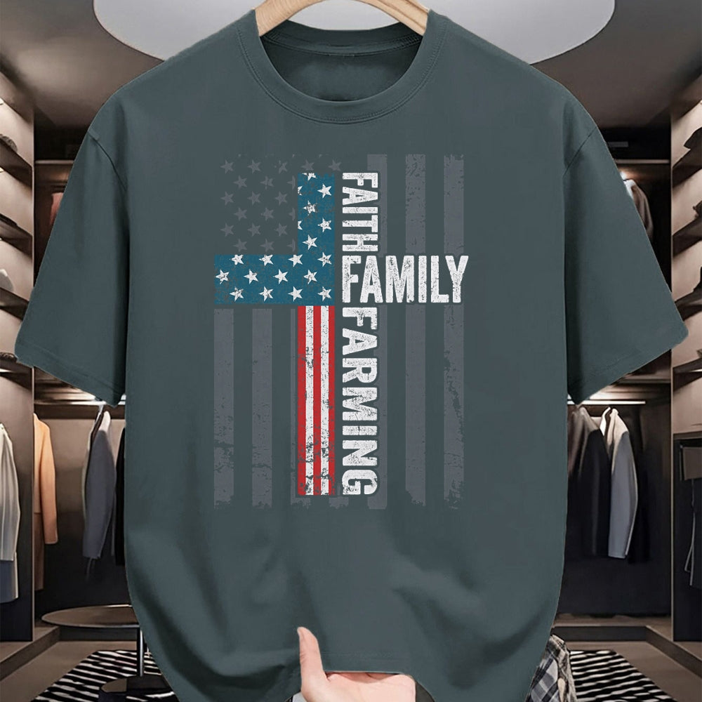 Best Farmer Life Shirt, Funny Farmer UnisexT-Shirt/Hoodie/Sweatshirt HLT00 - Faith Family Farming Freedom - Christian Farmer Cross Flag T-Shirt