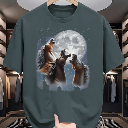 Best Horse Lover Shirt , Funny Horse UnisexT-Shirt/Hoodie/Sweatshirt HLT00 -  3 Horses Howling At The Moon Funny Horse Lover Equestrian T-Shirt, Men, Black, 3X-Large