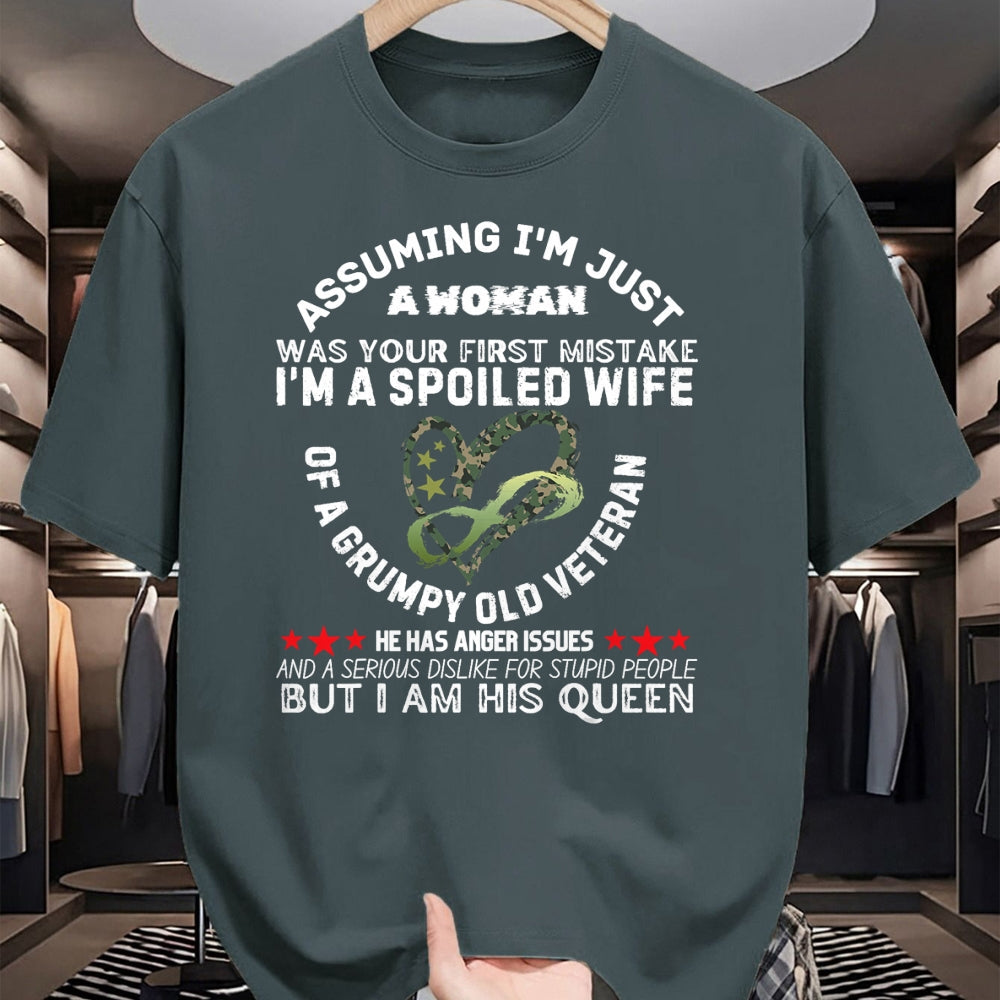 Best Wife Shirt, Wife and Husband Unisex T-Shirt/Hoodie/Sweatshirt HLT00 - Gift for wife T shirt, spoiled wife   Husband Wife I'm A Spoiled Wife Of A Grumpy Old Veteran T-Shir