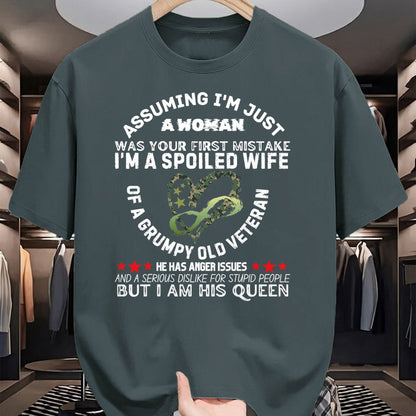 Best Wife Shirt, Wife and Husband Unisex T-Shirt/Hoodie/Sweatshirt HLT00 - Gift for wife T shirt, spoiled wife   Husband Wife I'm A Spoiled Wife Of A Grumpy Old Veteran T-Shir