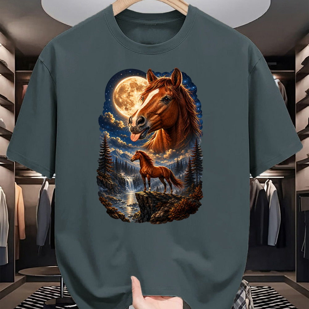 Best Horse Lover Shirt , Funny Horse UnisexT-Shirt/Hoodie/Sweatshirt HLT00 - Funny Horse Howling to The Moon Meme Mystical Horse Art T-Shirt