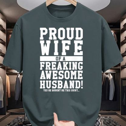 Best Wife Shirt, Wife and Husband Unisex T-Shirt/Hoodie/Sweatshirt HLT00 - Proud Wife Of A Freaking Awesome Husband! Gift T-Shirt